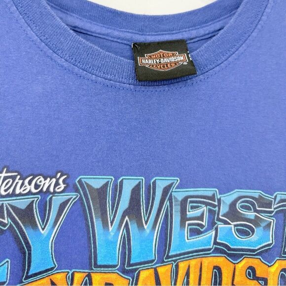 Harley Davidson Motor Cycles Blue Key West Beach Hammock Graphic T Shirt - Picture 12 of 13